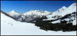 IMG_30056-30060B  -  <strong>Panorama sous le Col d'Arclusaz : Les chalets des Arbets et le Trélod, l'Arcalod, le Mont de la Coche, la Pointe de Chaurionde et le Pécloz</strong><br/>Ecole (73) - Mars 2016