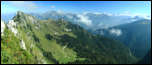 IMG_37081-37086  -  <strong>Traversée Dent des Portes - Banc Plat<br/>... Et dans l'autre sens, l'itinéraire qui nous mènera à Banc Plat puis au chalet de la Combe sur fond de Tournette, Aravis et Mont-Blanc.</strong><br/>Doucy-en-Bauges (73) - Septembre 2016